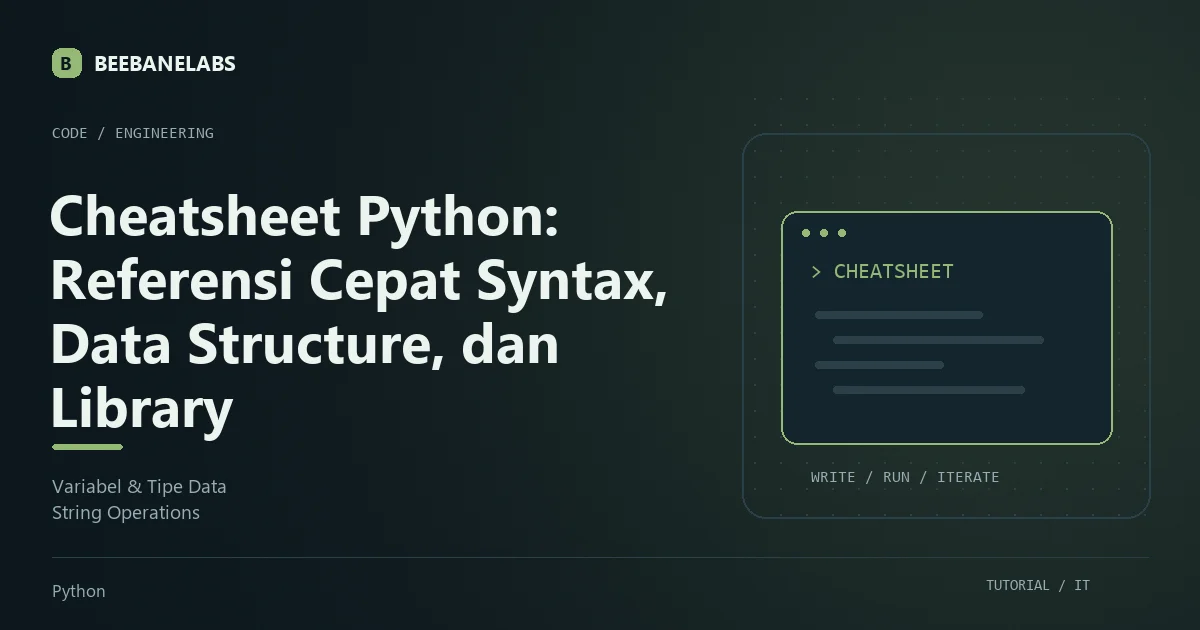 Ilustrasi tutorial: Cheatsheet Python: Referensi Cepat Syntax, Data Structure, dan Library
